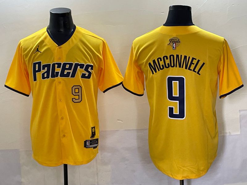 Men 2025 Indiana Pacers #9 Mcconnell Yellow Joint Name NBA Jersey style 27->->NBA Jersey